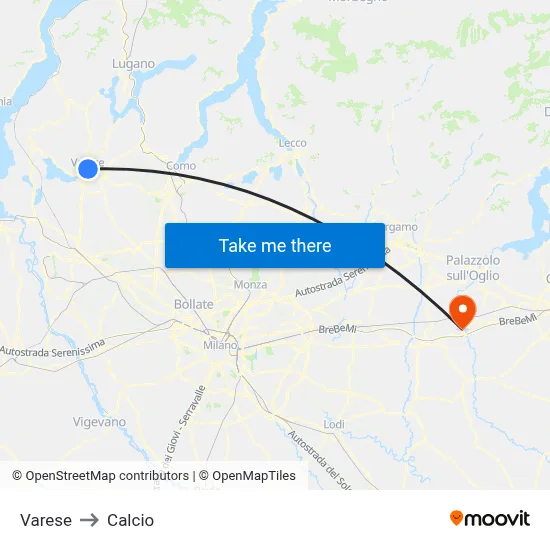 Varese to Soccer map