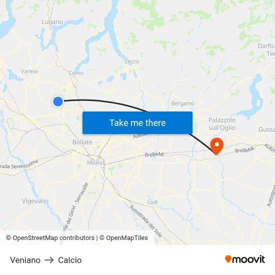 Veniano to Soccer map
