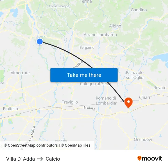 Villa D' Adda to Soccer map