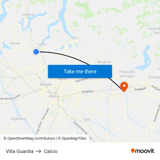 Villa Guardia to Soccer map