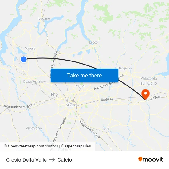 Crosio Della Valle to Calcio map