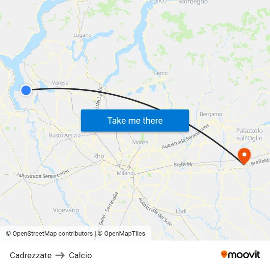 Cadrezzate to Calcio map