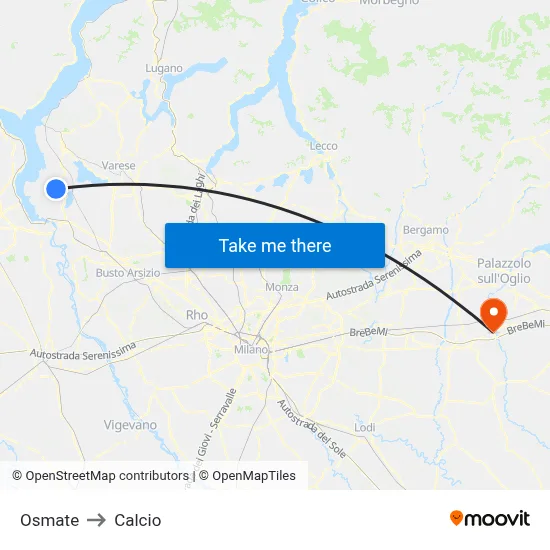Osmate to Calcio map