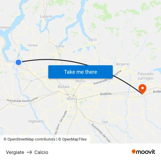 Vergiate to Soccer map