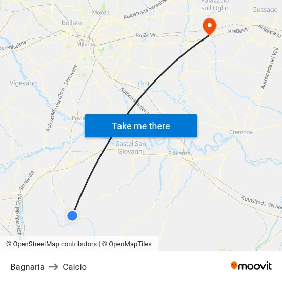 Bagnaria to Soccer map