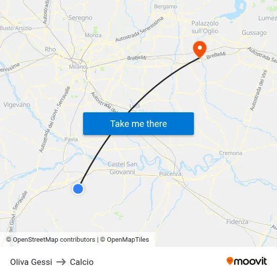 Oliva Gessi to Calcio map