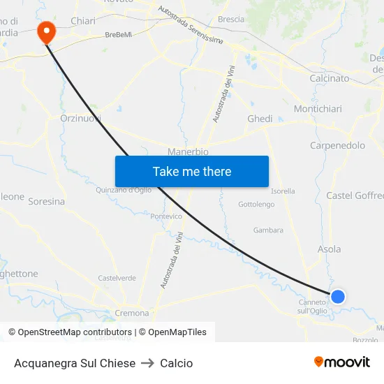 Acquanegra sul Chiese to Calcio map