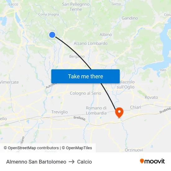 Almenno San Bartolomeo to Soccer map