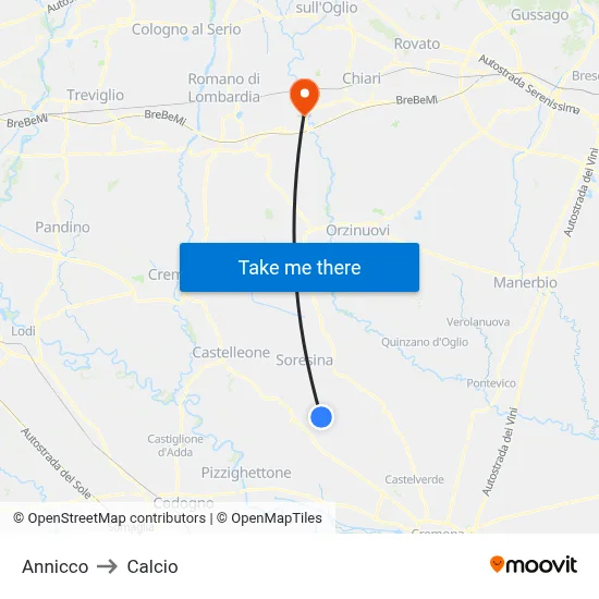 Annicco to Calcio map