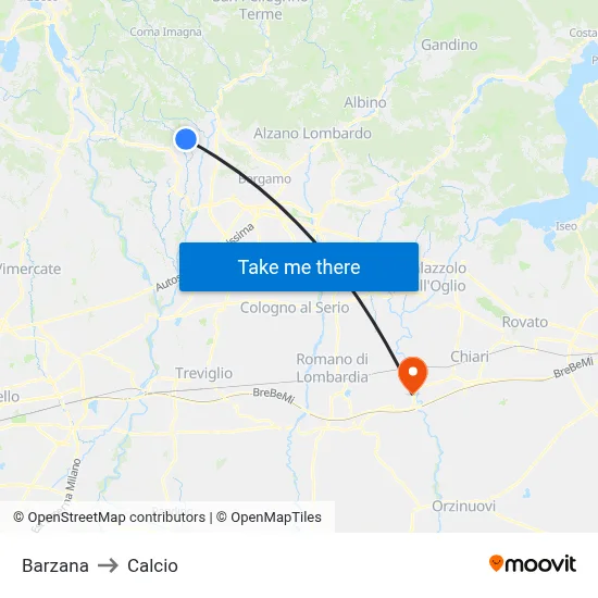 Barzana to Soccer map