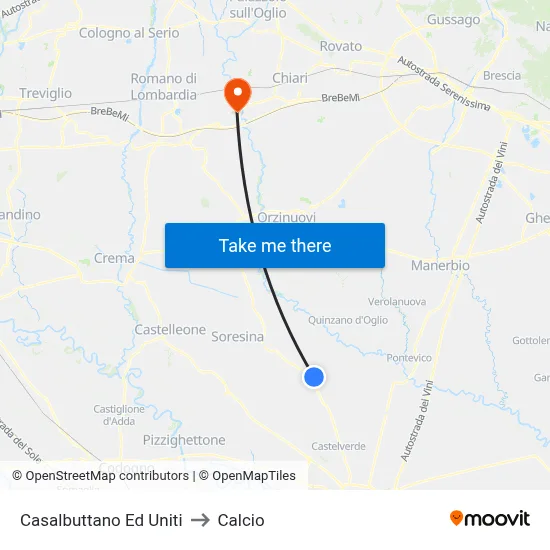 Casalbuttano Ed Uniti to Calcio map