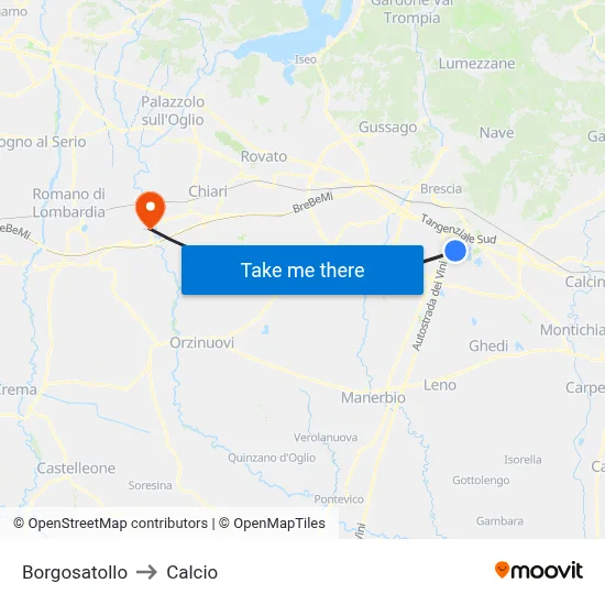 Borgosatollo to Soccer map