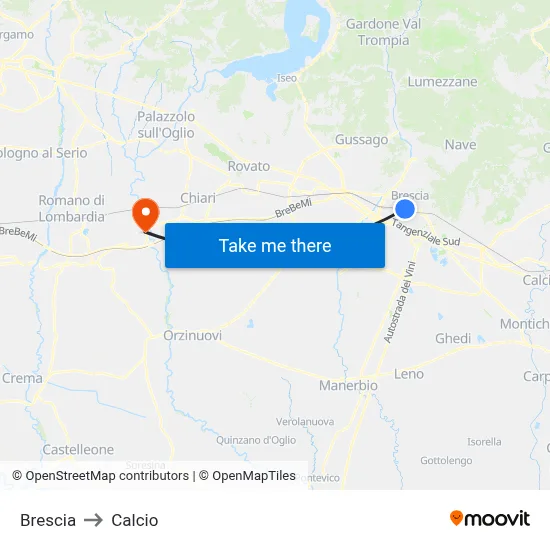 Brescia to Soccer map