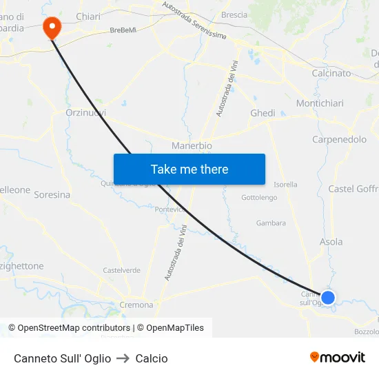 Canneto sull'Oglio to Calcio map