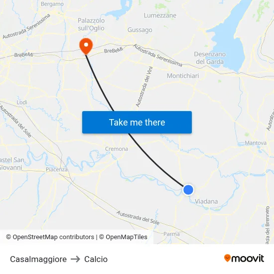 Casalmaggiore to Soccer map