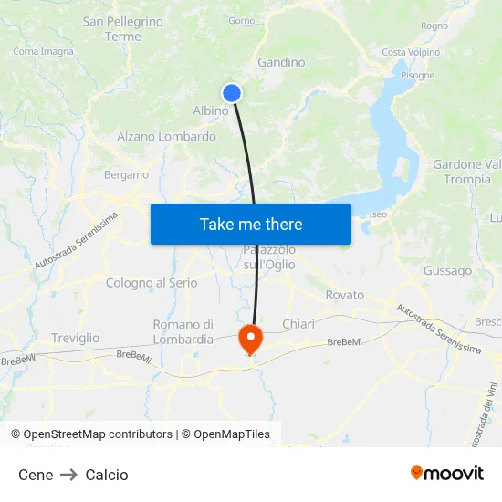 Cene to Calcio map