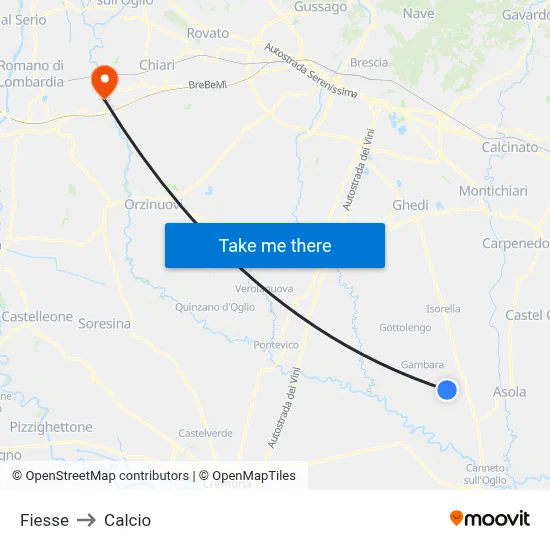 Fiesse to Calcio map