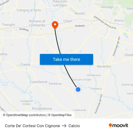 Corte De' Cortesi Con Cignone to Calcio map