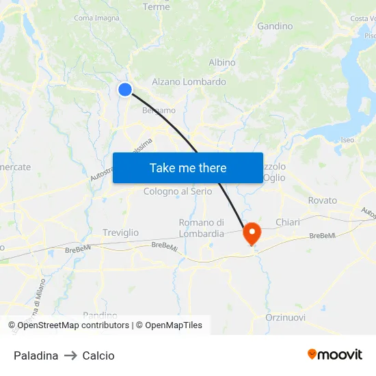 Paladina to Calcio map
