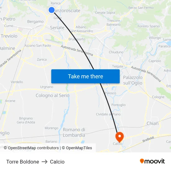 Torre Boldone to Soccer map