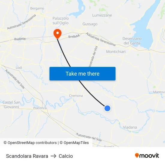 Scandolara Ravara to Soccer map