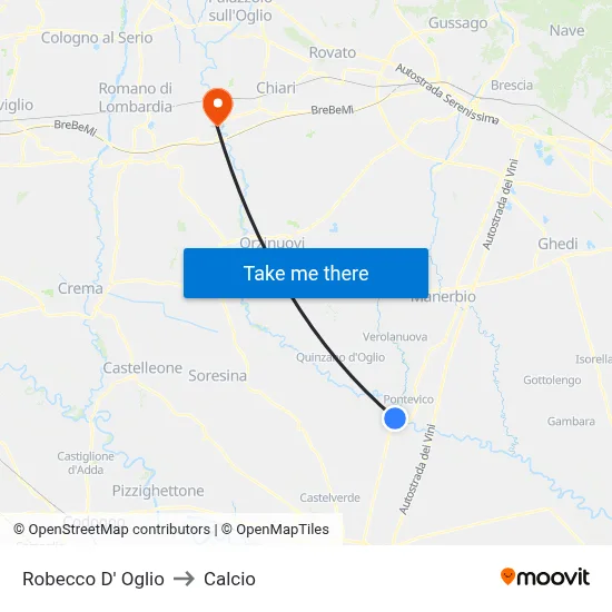 Robecco d'Oglio to Calcio map