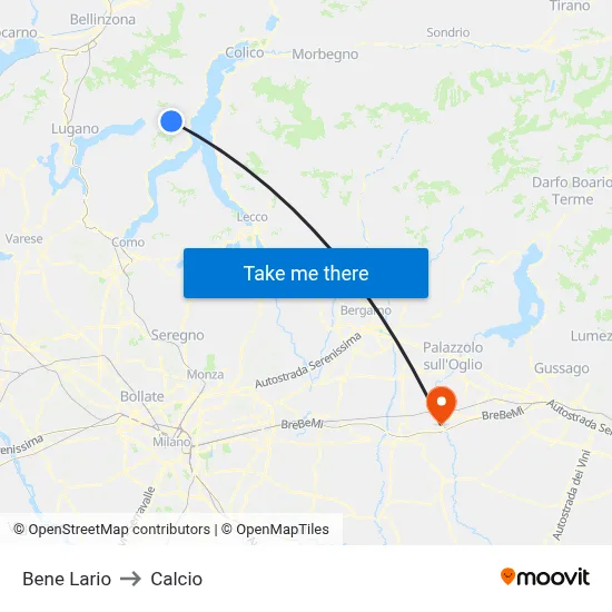 Bene Lario to Soccer map