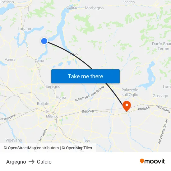 Argegno to Soccer map