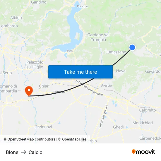Bione to Calcio map