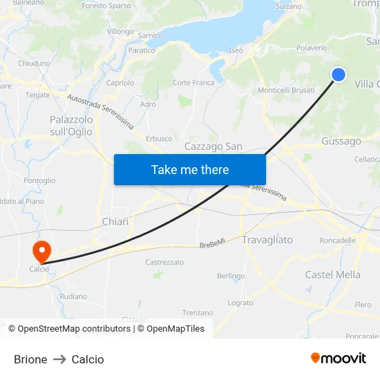 Brione to Calcio map