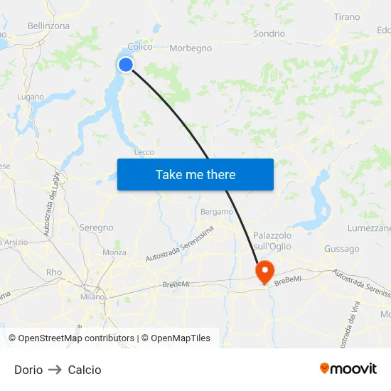 Dorio to Calcio map