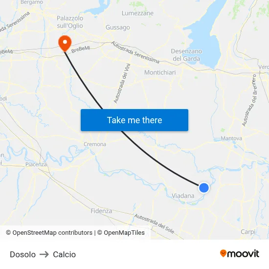 Dosolo to Calcio map