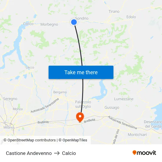 Castione Andevenno to Calcio map