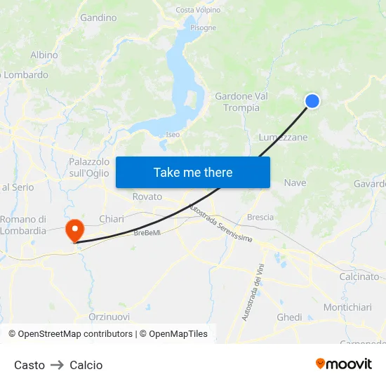 Casto to Calcio map