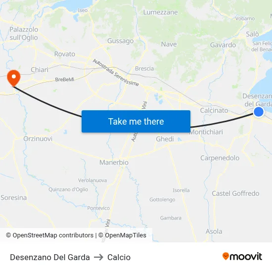 Desenzano del Garda to Calcio map