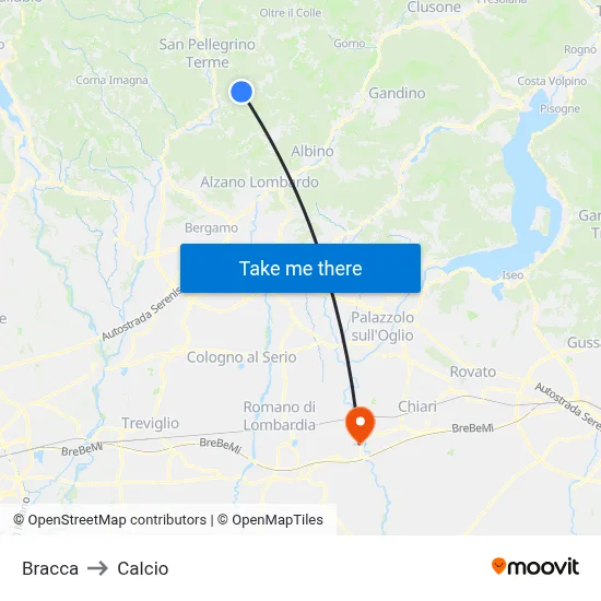 Bracca to Calcio map