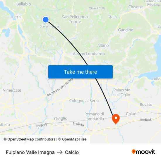 Fuipiano Valle Imagna to Calcio map