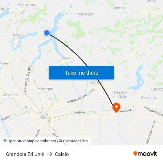 Grandola Ed Uniti to Calcio map