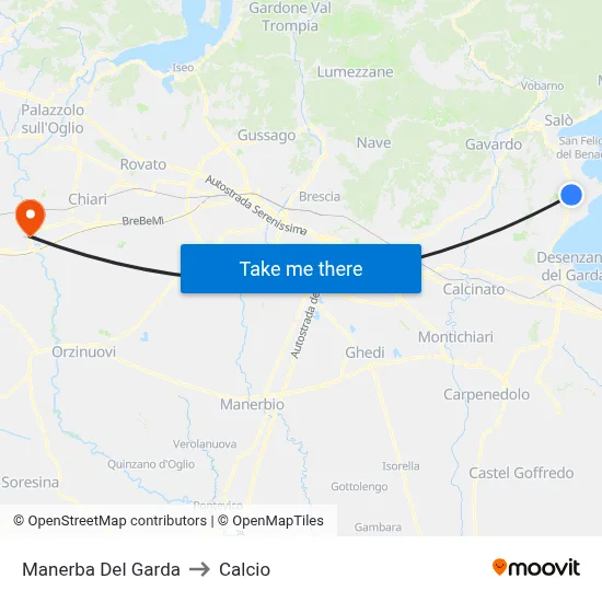Manerba Del Garda to Calcio map