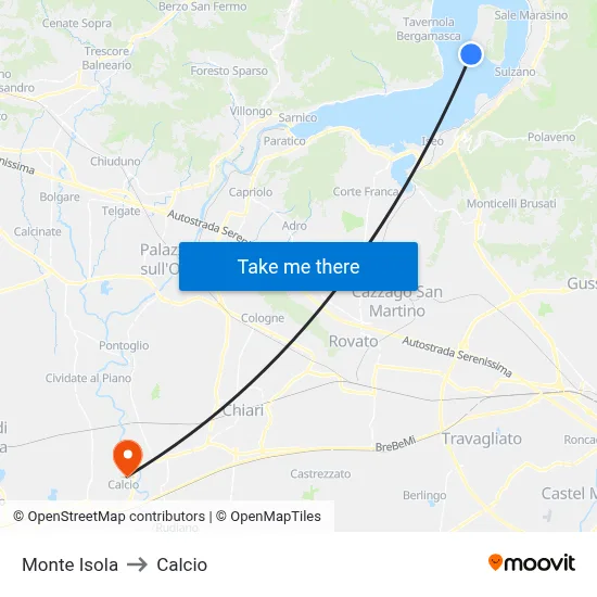 Monte Isola to Calcio map
