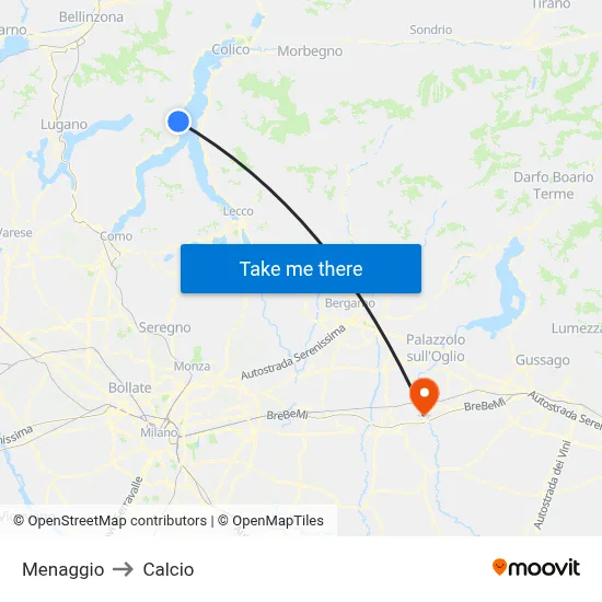Menaggio to Soccer map