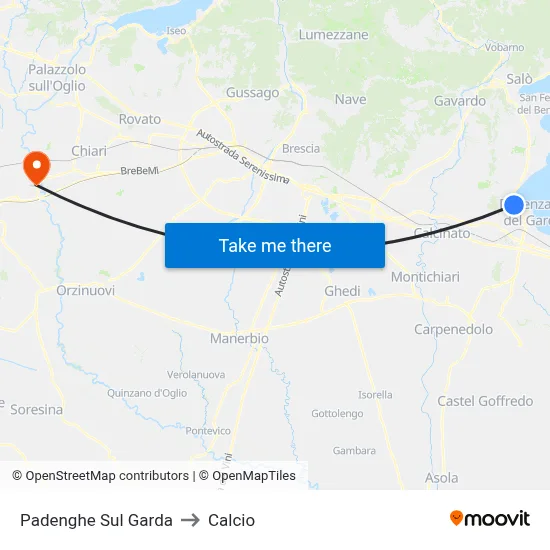 Padenghe Sul Garda to Calcio map