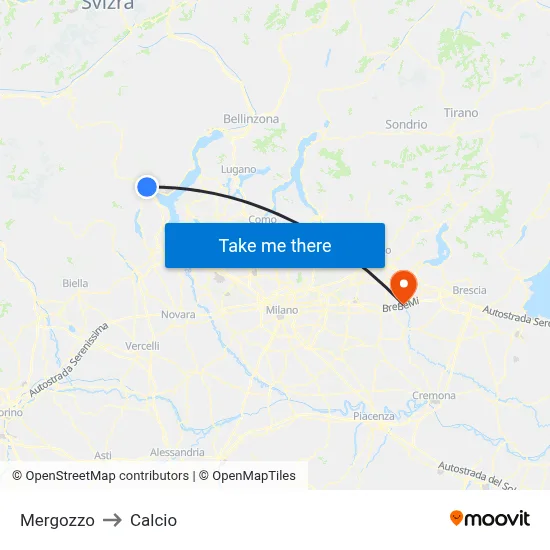 Mergozzo to Calcio map