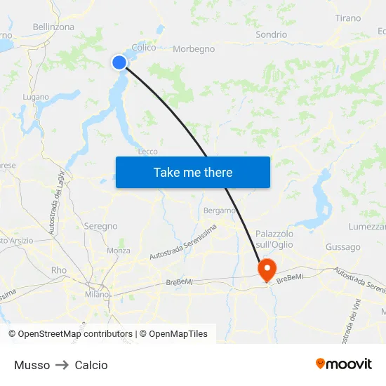 Musso to Calcio map