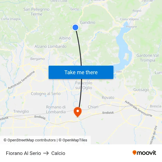 Fiorano al Serio to Calcio map