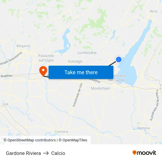 Gardone Riviera to Calcio map