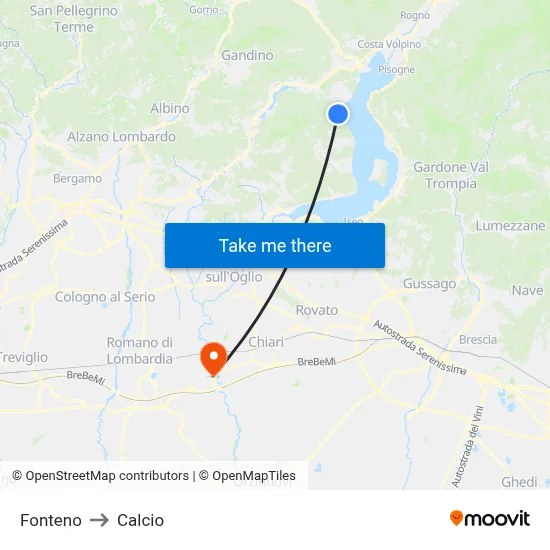 Fonteno to Calcio map