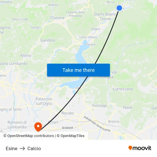 Esine to Calcio map