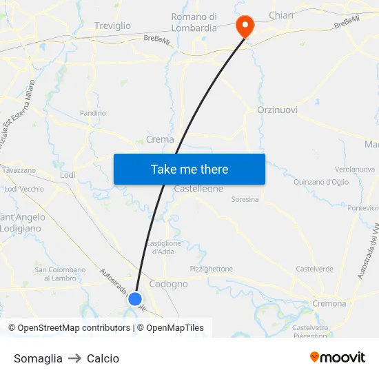 Somaglia to Soccer map