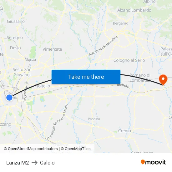 Lanza M2 to Calcio map